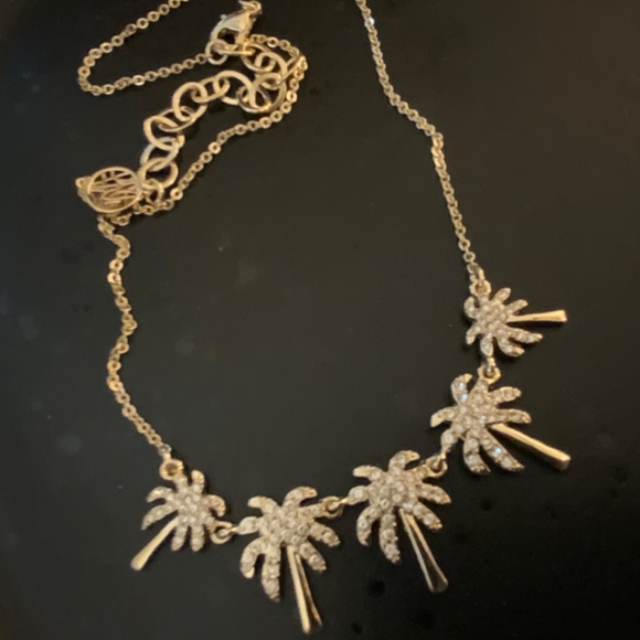 Lilly Pulitzer NWT Sparkling PALM TREE NECKLACE ⭐️GOLD tone LINK CHAIN crystal s - Picture 8 of 9